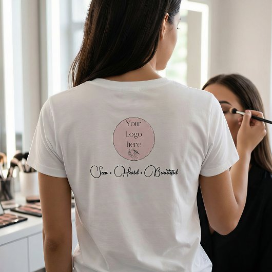 BlackScriptEmployeeName Business Logo Makeup T-shirt