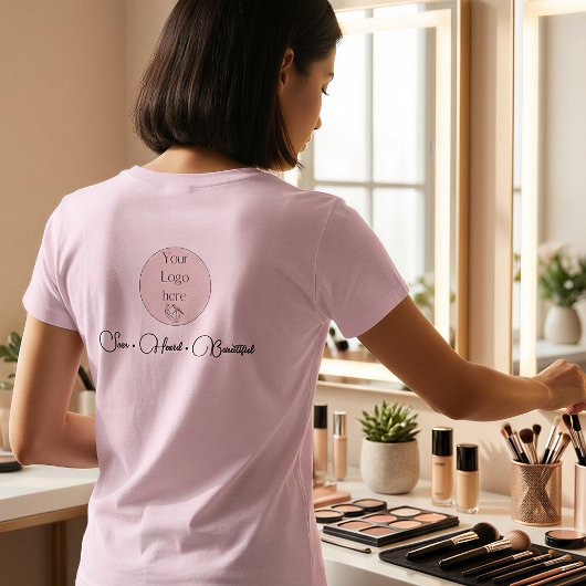 BlackScriptEmployeeName Business Logo Makeup T-shirt