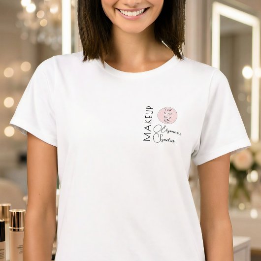 BlackScriptWerknemersnaam Bedrijfslogo Make-up T-shirt