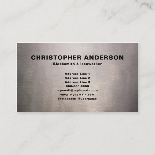 Blacksmith - aambeeld op versleten plaatwerk visitekaartje (Achterkant)