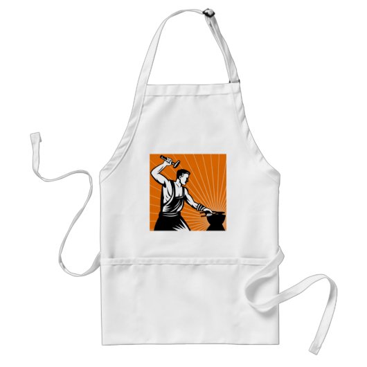 Blacksmith aan het werk met een hamer standaard schort (Voorkant)