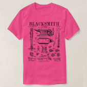 Blacksmith Anvil en tools patenttekening T-shirt (Design voorkant)