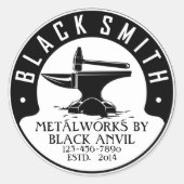 Blacksmith Black Anvil Metal Works aanpassen Ronde Sticker (Voorkant)