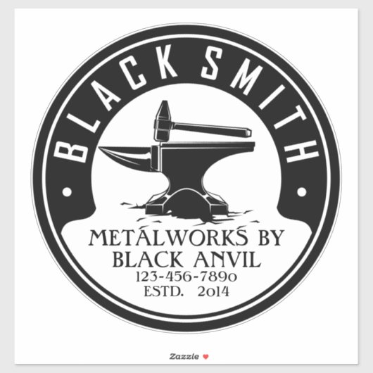 Blacksmith Black Anvil Metal Works Auto aanpassen Sticker (Vel)