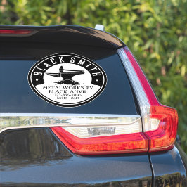 Blacksmith Black Anvil Metal Works Auto aanpassen Sticker