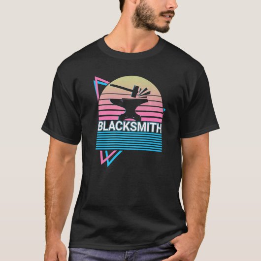 Blacksmith Blacksmithing Anvil Retro T-shirt (Voorkant)