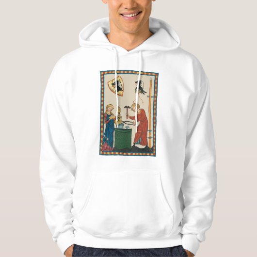 Blacksmith Forging Helmet middeleeuwse kunst Hoodie (Voorkant)