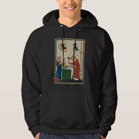Blacksmith Forging Helmet middeleeuwse kunst Hoodie (Voorkant)