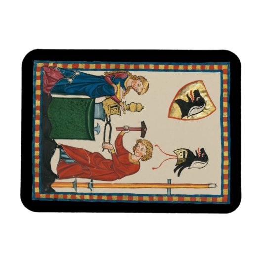 Blacksmith Forging Helmet middeleeuwse kunst Magneet (Horizontaal)