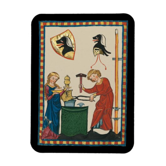 Blacksmith Forging Helmet middeleeuwse kunst Magneet (Verticaal)