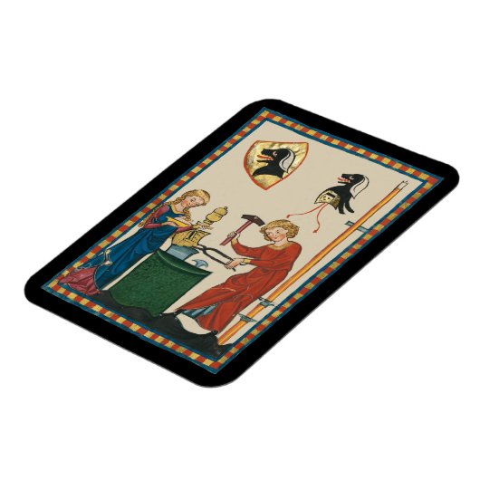 Blacksmith Forging Helmet middeleeuwse kunst Magneet (Linkerzijde)