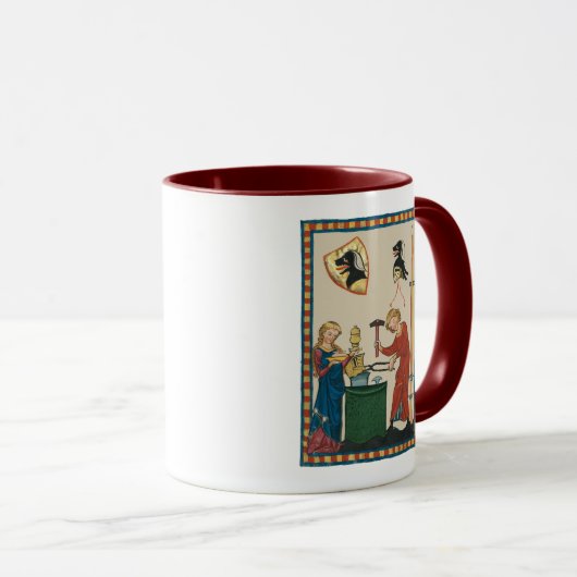 Blacksmith Forging Helmet middeleeuwse kunst Mok (Voorkant rechts)