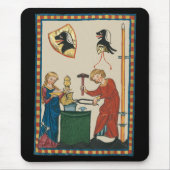 Blacksmith Forging Helmet middeleeuwse kunst Muismat (Voorkant)