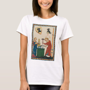 Blacksmith Forging Helmet middeleeuwse kunst T-shirt
