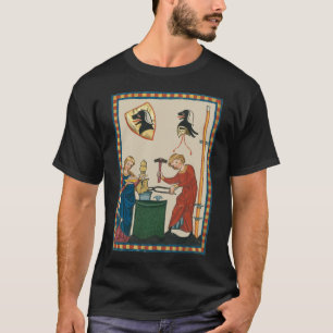 Blacksmith Forging Helmet middeleeuwse kunst T-shirt
