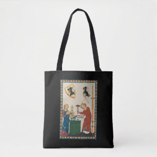 Blacksmith Forging Helmet middeleeuwse kunst Tote Bag