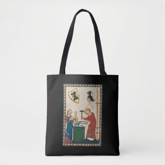Blacksmith Forging Helmet middeleeuwse kunst Tote Bag (Voorkant)