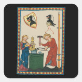 Blacksmith Forging Helmet middeleeuwse kunst Vierkante Sticker (Voorkant)