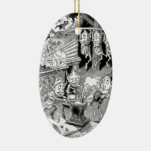 Blacksmith Gnome bij Forge Keramisch Ornament (Rechts)