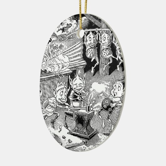 Blacksmith Gnome bij Forge Keramisch Ornament (Links)