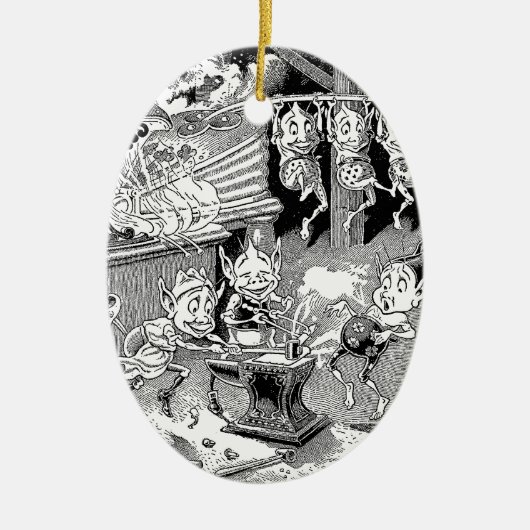 Blacksmith Gnome bij Forge Keramisch Ornament (Voorkant)