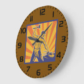 Blacksmith Hammering Retro Strongman Labor Grote Klok (Hoek)