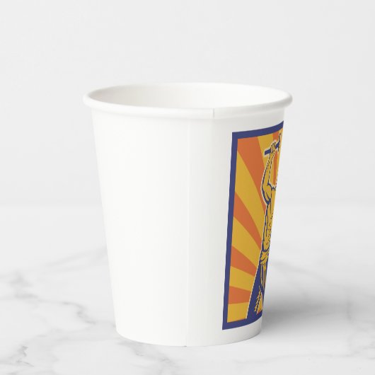 Blacksmith Hammering Retro Strongman Labor Papieren Bekers (Rechts)