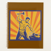 Blacksmith Hammering Retro Strongman Labor Planner (Voorkant)