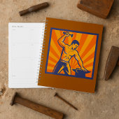 Blacksmith Hammering Retro Strongman Labor Planner