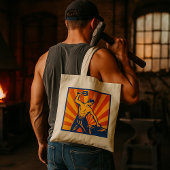 Blacksmith Hammering Retro Strongman Labor Tote Bag