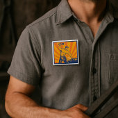 Blacksmith Hammering Retro Strongman Labor Vierkante Button 5,1 Cm