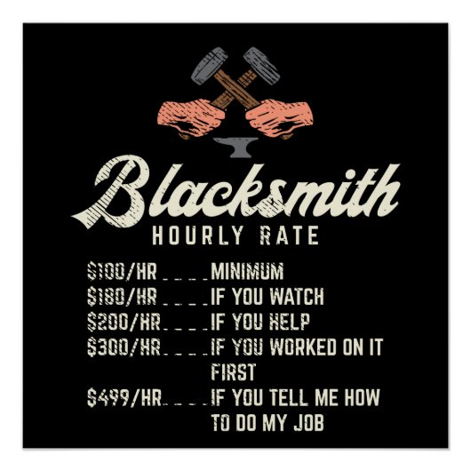 Blacksmith Hourly Rate Perfect Poster (Voorkant)