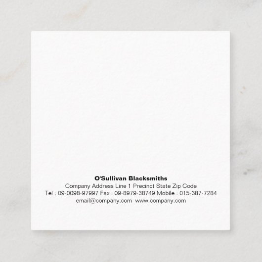 Blacksmith Iron Works Metaal Vierkante Visitekaartje (Achterkant)