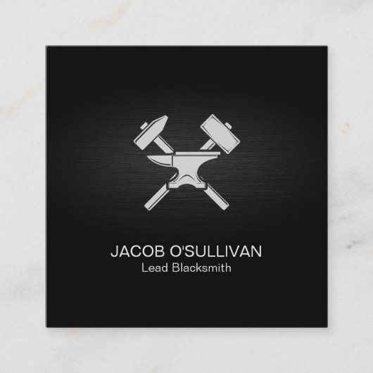Blacksmith Iron Works Metaal Vierkante Visitekaartje (Voorkant)