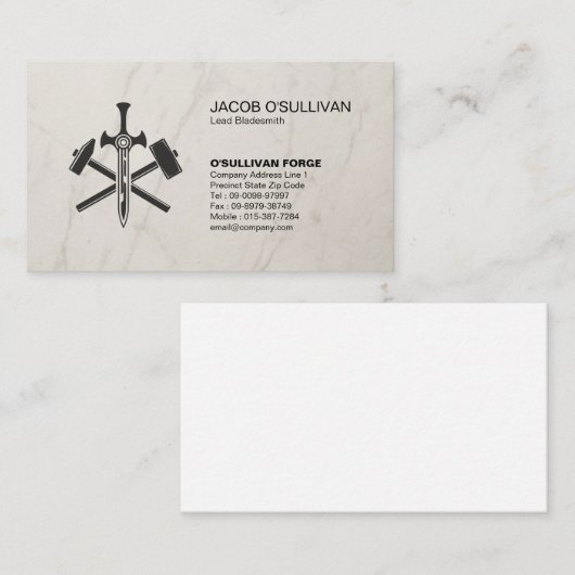 Blacksmith Iron Works Metaal Visitekaartje (Voorkant / Achterkant)