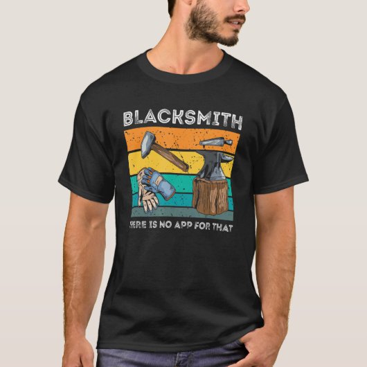 Blacksmith No App voor die Retro Forge Tools Metal T-shirt (Voorkant)