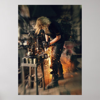 Blacksmith op het werk poster