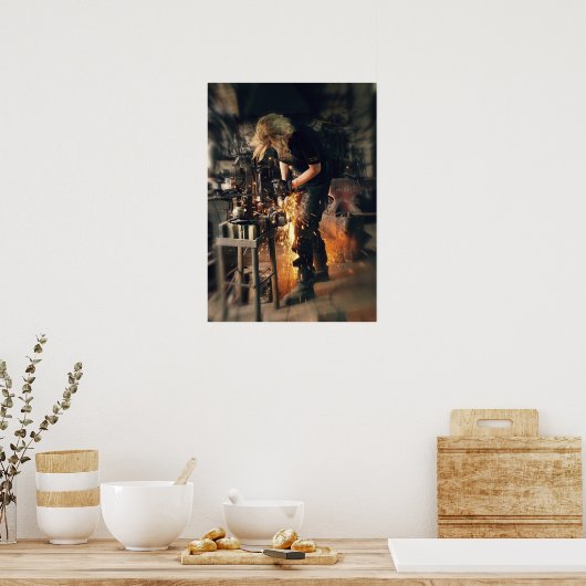 Blacksmith op het werk poster (Keuken)