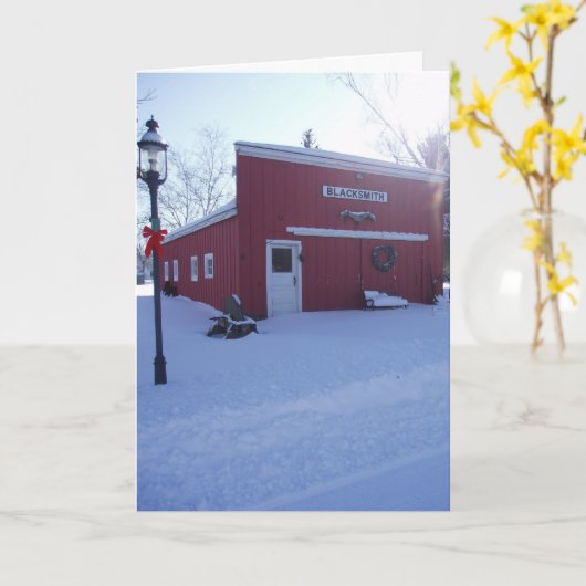 “Blacksmith Shop” Kerstkaart Kaart (Gele Bloem)