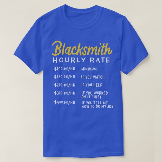 Blacksmith uurtarief 1 t-shirt (Design voorkant)