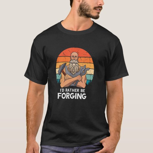 Blacksmith Worker Retro Ik zou liever Blacksmith z T-shirt (Voorkant)
