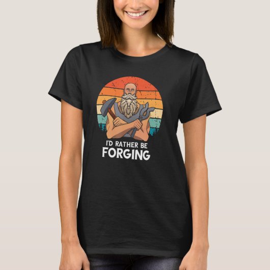 Blacksmith Worker Retro Ik zou liever Blacksmith z T-shirt (Voorkant)