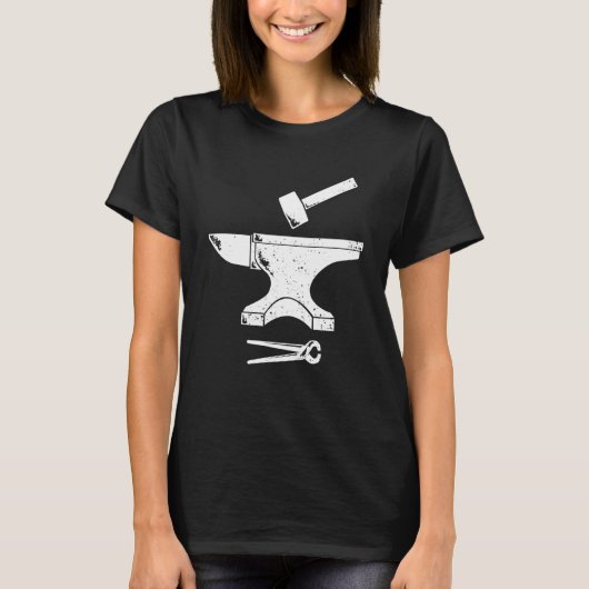 Blacksmithing Hammer Tangen Tools voor Blac T-shirt (Voorkant)