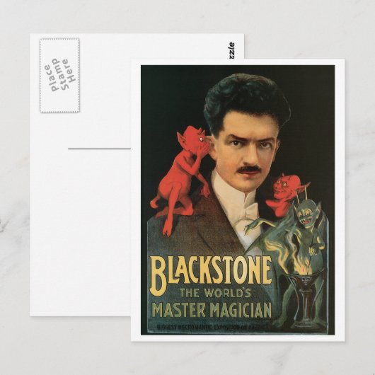 Blackstone ~ Master Magicia  Magische Wet Briefkaart (Voorkant / Achterkant)