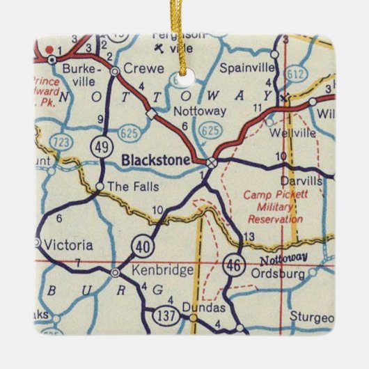 Blackstone VA  kaart Keramisch Ornament (Voorkant)