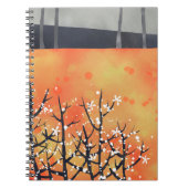 Blackthorn Blossom Spring Landscape Coral Notitieboek (Voorkant)