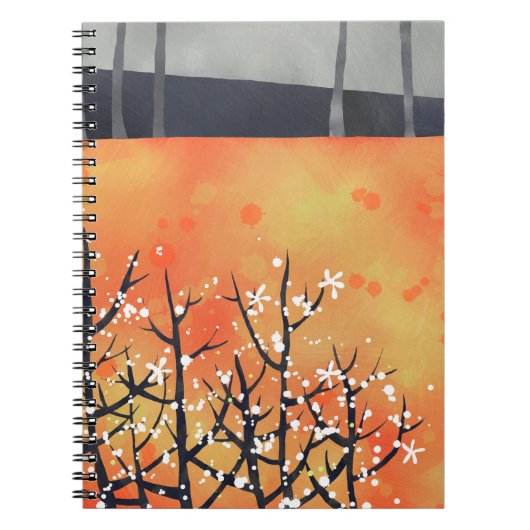 Blackthorn Blossom Spring Landscape Coral Notitieboek (Voorkant)