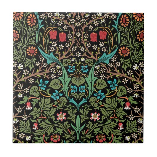 Blackthorn Wildflower Pattern William Morris Tegeltje (Voorkant)
