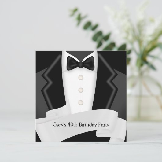 BlackTuxedo betekent zwart wit 40ste verjaardagsfe Kaart (Staand voorkant)