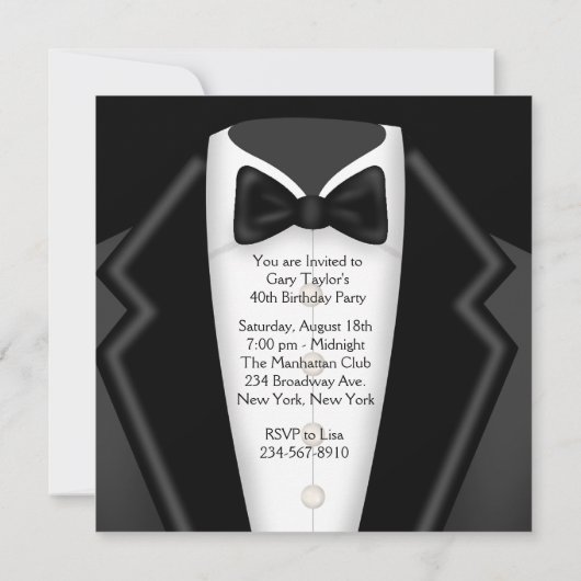 BlackTuxedo betekent zwart wit 40ste verjaardagsfe Kaart (Achterkant)